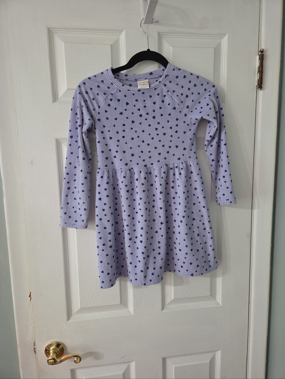 Jumping Beans Girls  Lavender Dress with Navy Heart Print.  7